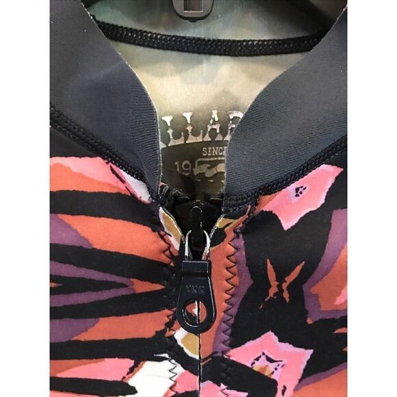 Billabong Girl Long Sleeve Wet Suit Rashguard Top T14 Full Zip Pink Combo - Picture 4 of 10